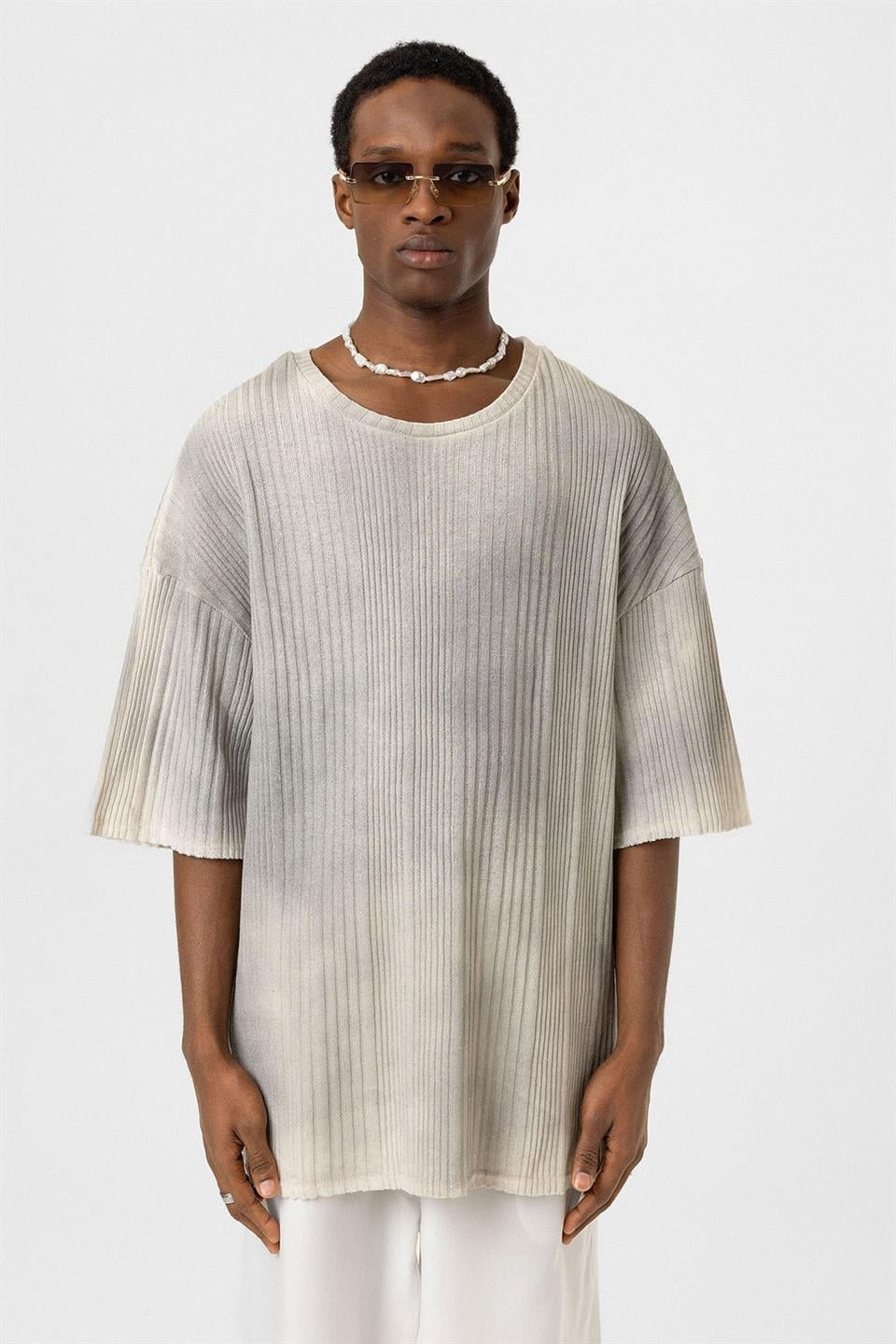 Yıkamalı Oversize Triko Tişört