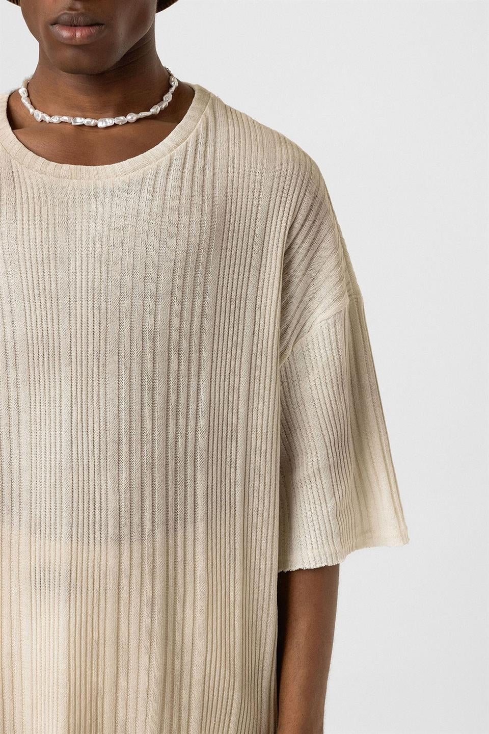 Yıkamalı Oversize Triko Tişört