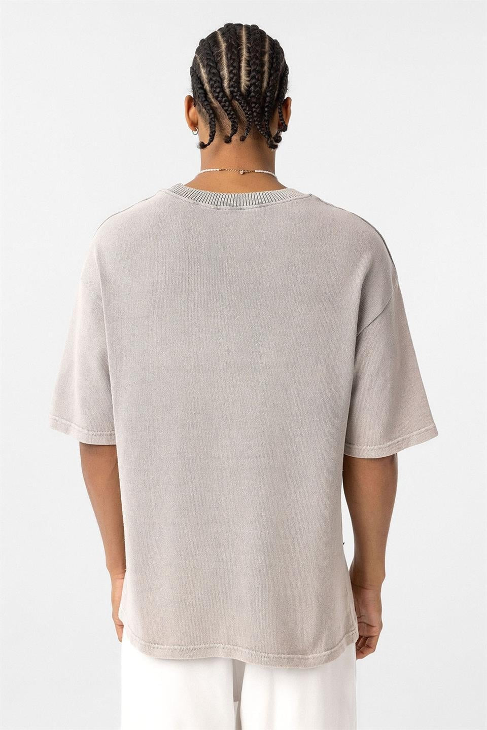 Yıkamalı Triko Oversize Baskılı Tişört