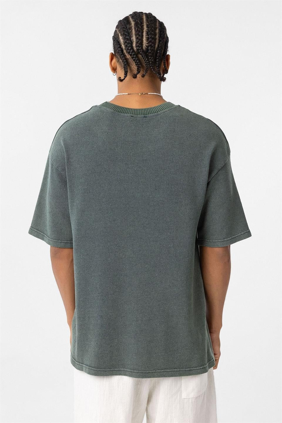 Yıkamalı Triko Oversize Baskılı Tişört