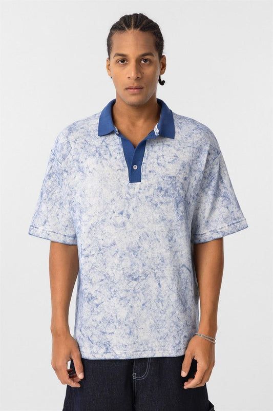 Yıkamalı Triko Oversize Polo Yaka Tişört