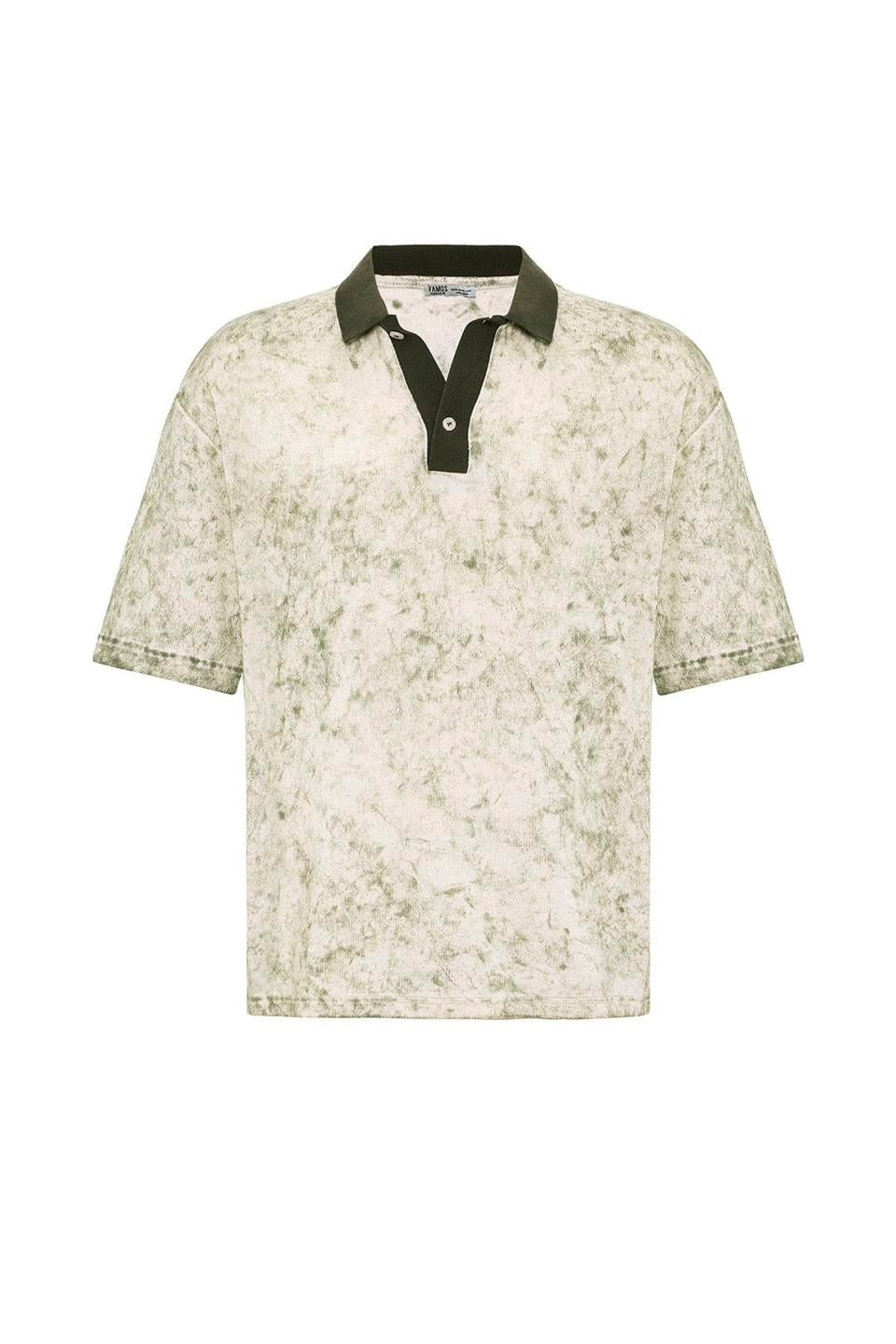 Yıkamalı Triko Oversize Polo Yaka Tişört