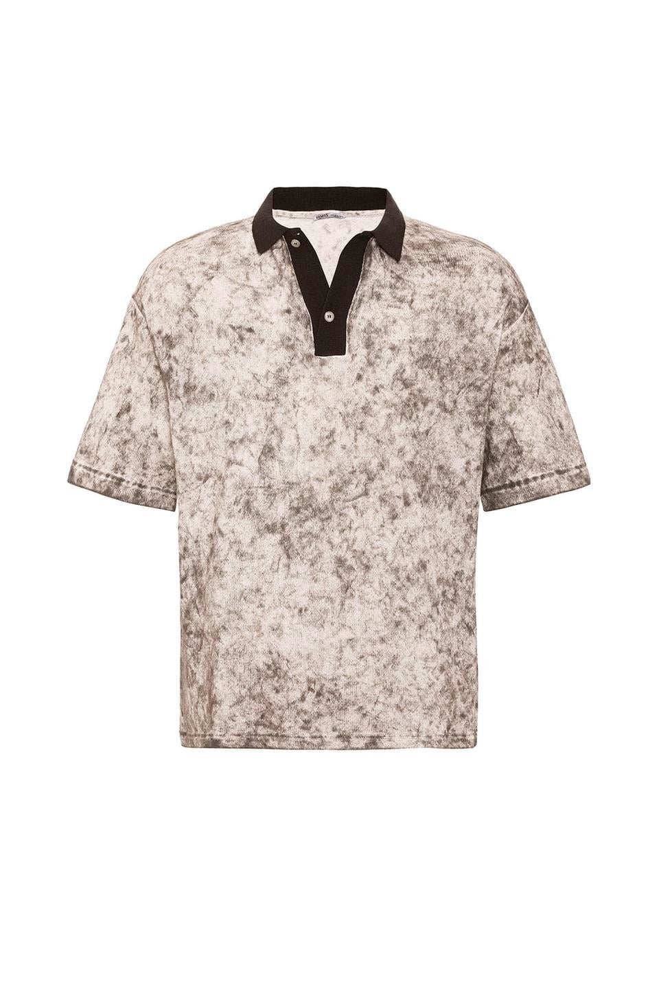 Yıkamalı Triko Oversize Polo Yaka Tişört