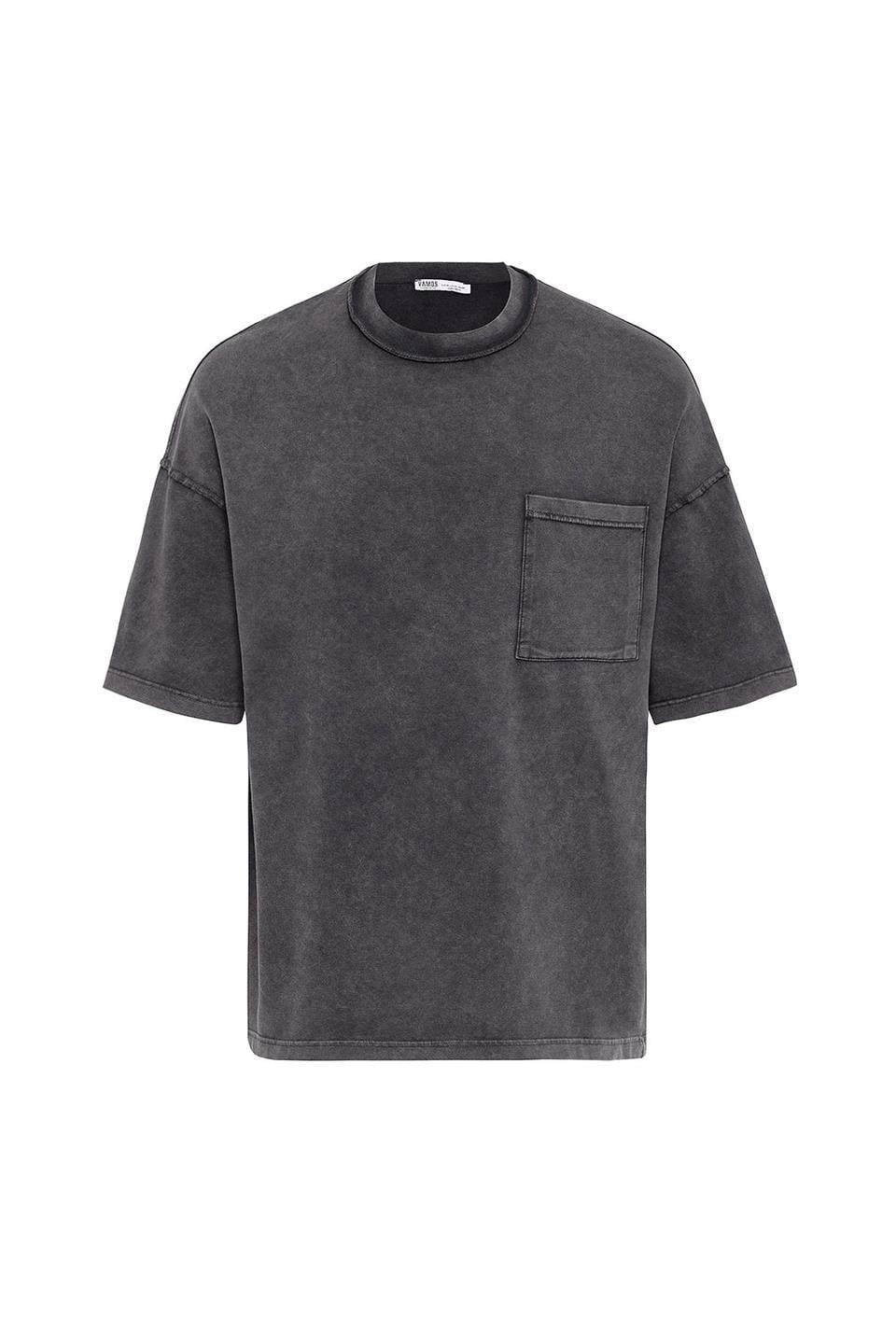 Yıkamalı Oversize Cepli Tişört