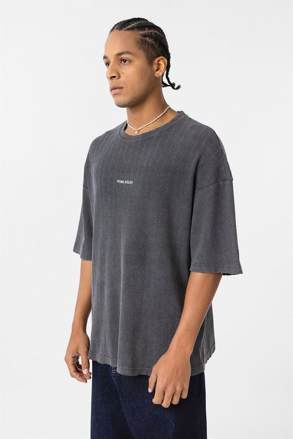 Yıkamalı Triko Oversize Tişört