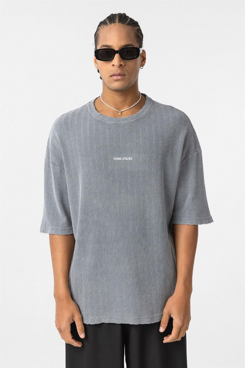 Yıkamalı Triko Oversize Tişört