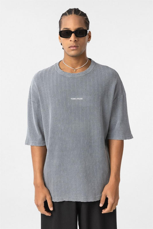 Yıkamalı Triko Oversize Tişört