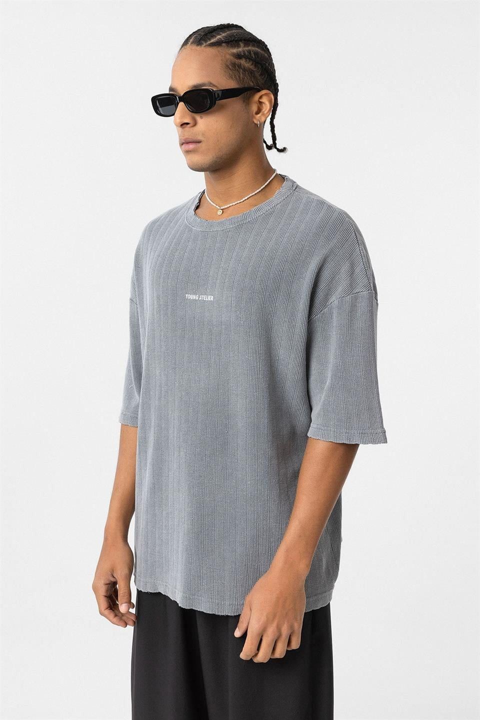 Yıkamalı Triko Oversize Tişört