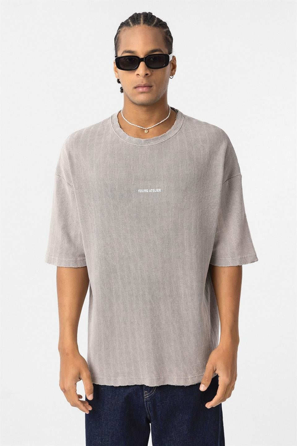 Yıkamalı Triko Oversize Tişört