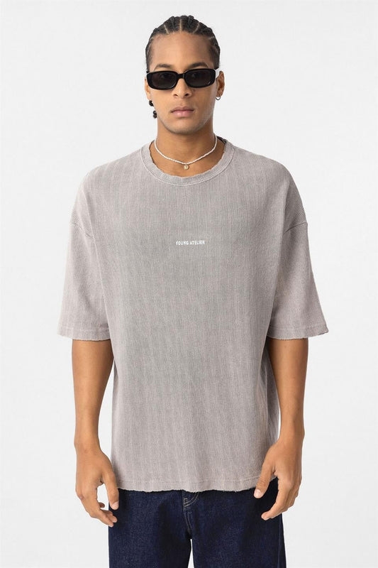 Yıkamalı Triko Oversize Tişört