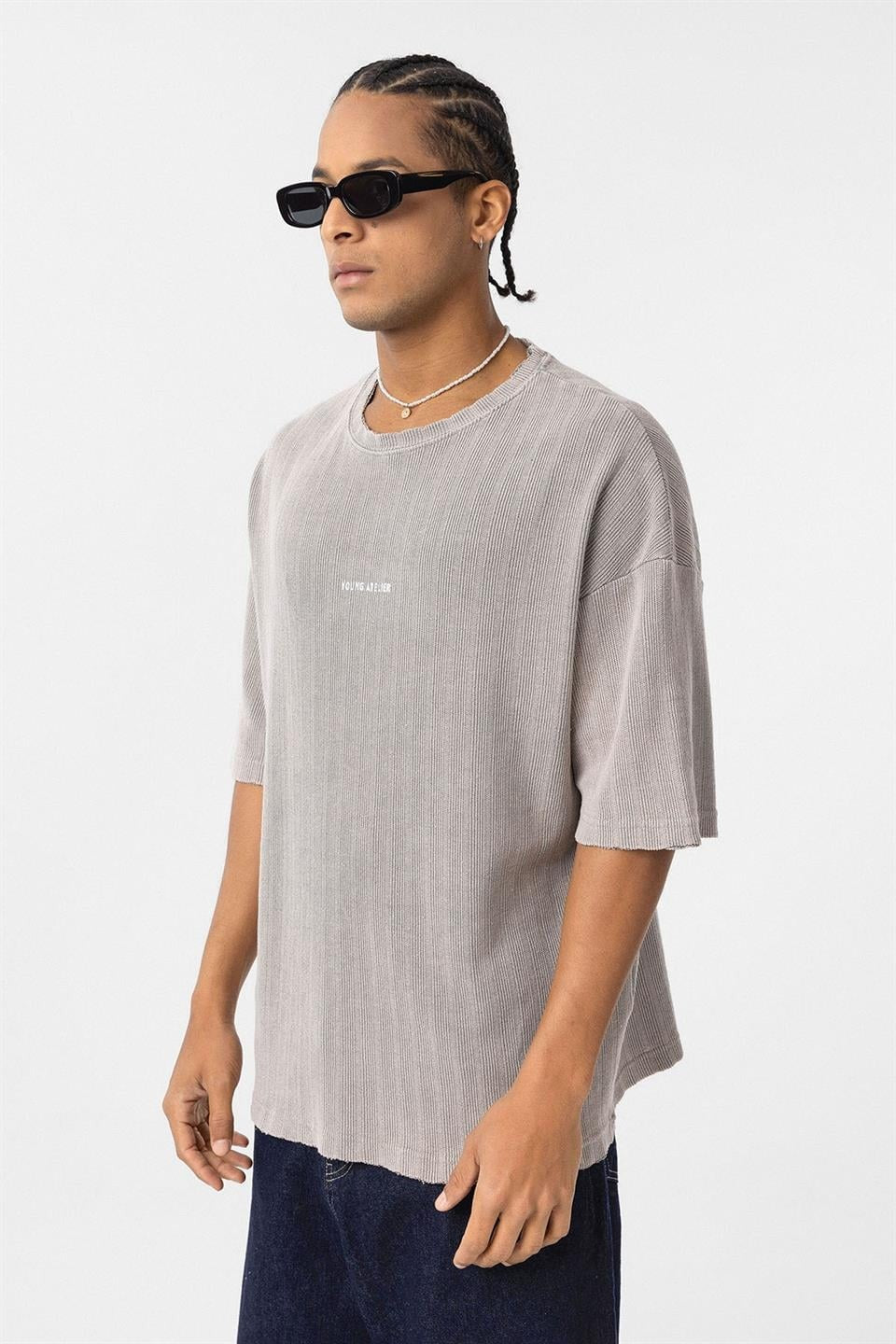 Yıkamalı Triko Oversize Tişört