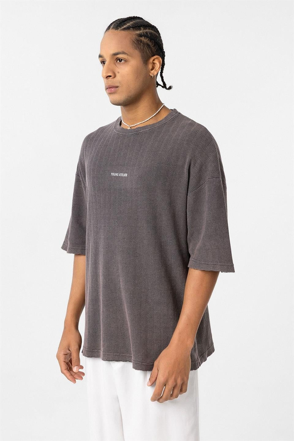 Yıkamalı Triko Oversize Tişört