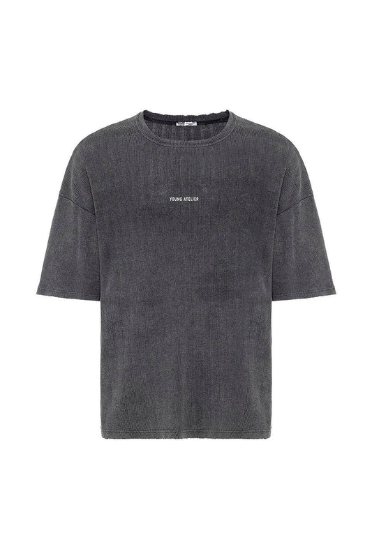 Yıkamalı Triko Oversize Tişört