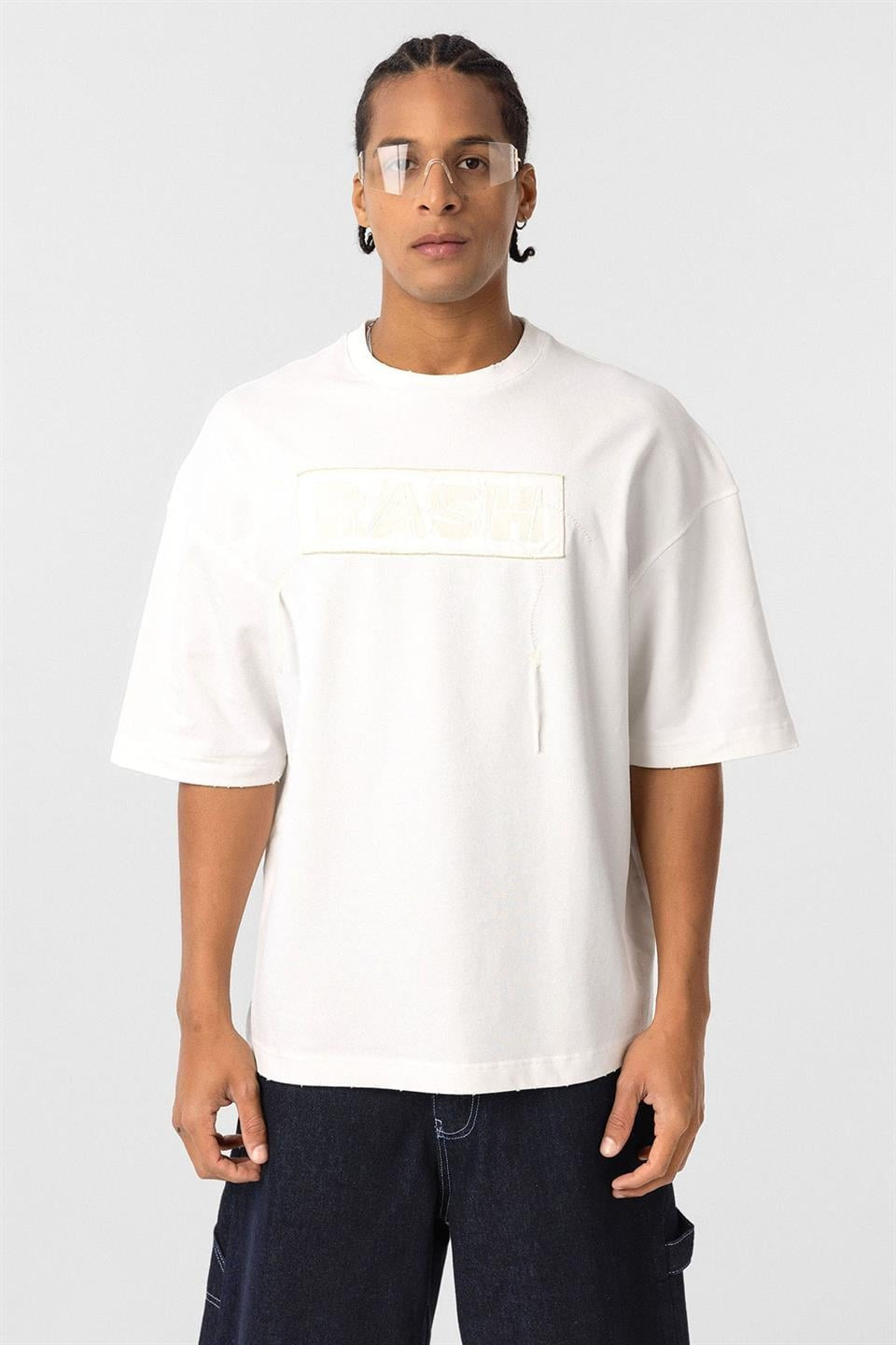 Yıkamalı Oversize Baskılı Tişört