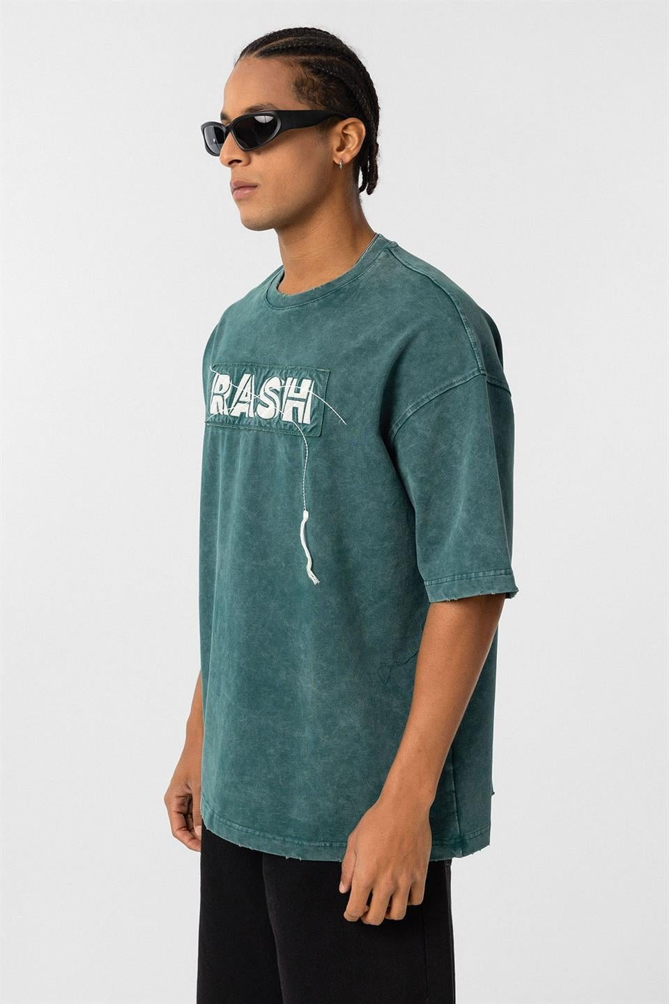Yıkamalı Oversize Baskılı Tişört
