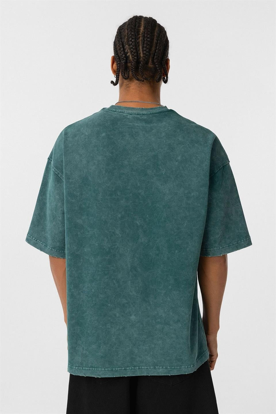 Yıkamalı Oversize Baskılı Tişört