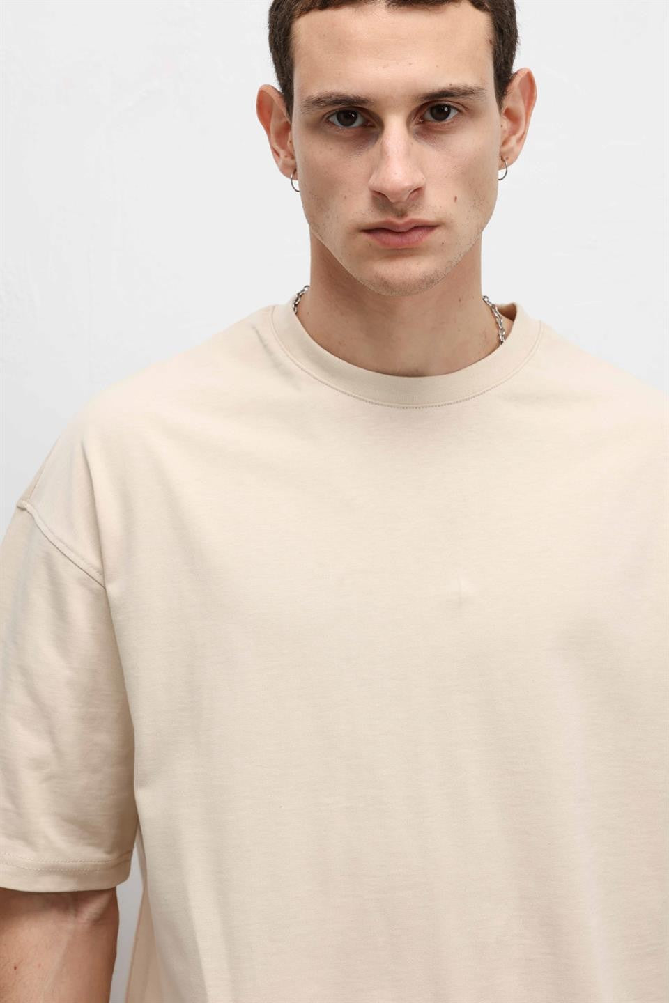 Basic Oversize Bisiklet Yaka Tişört