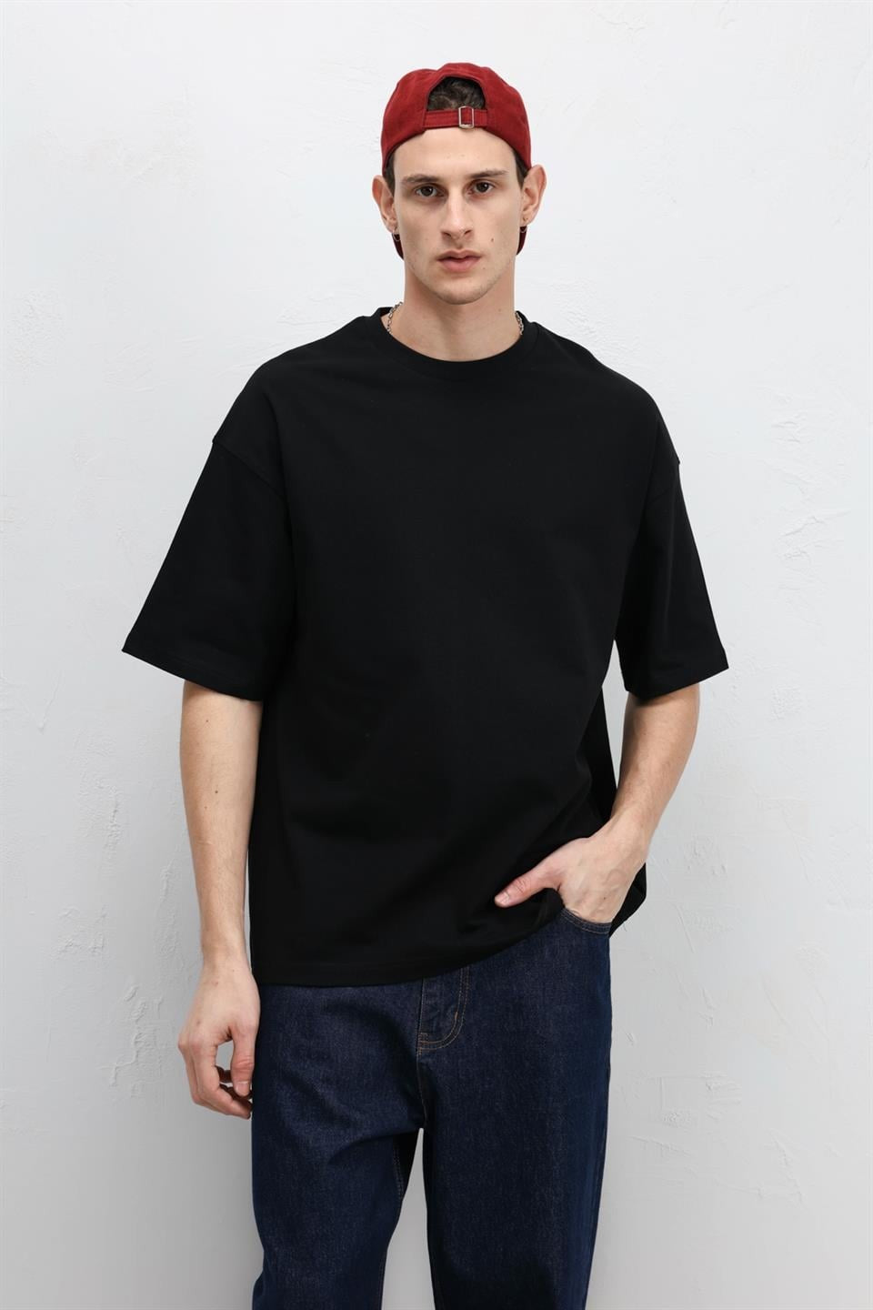 Basic Oversize Bisiklet Yaka Tişört