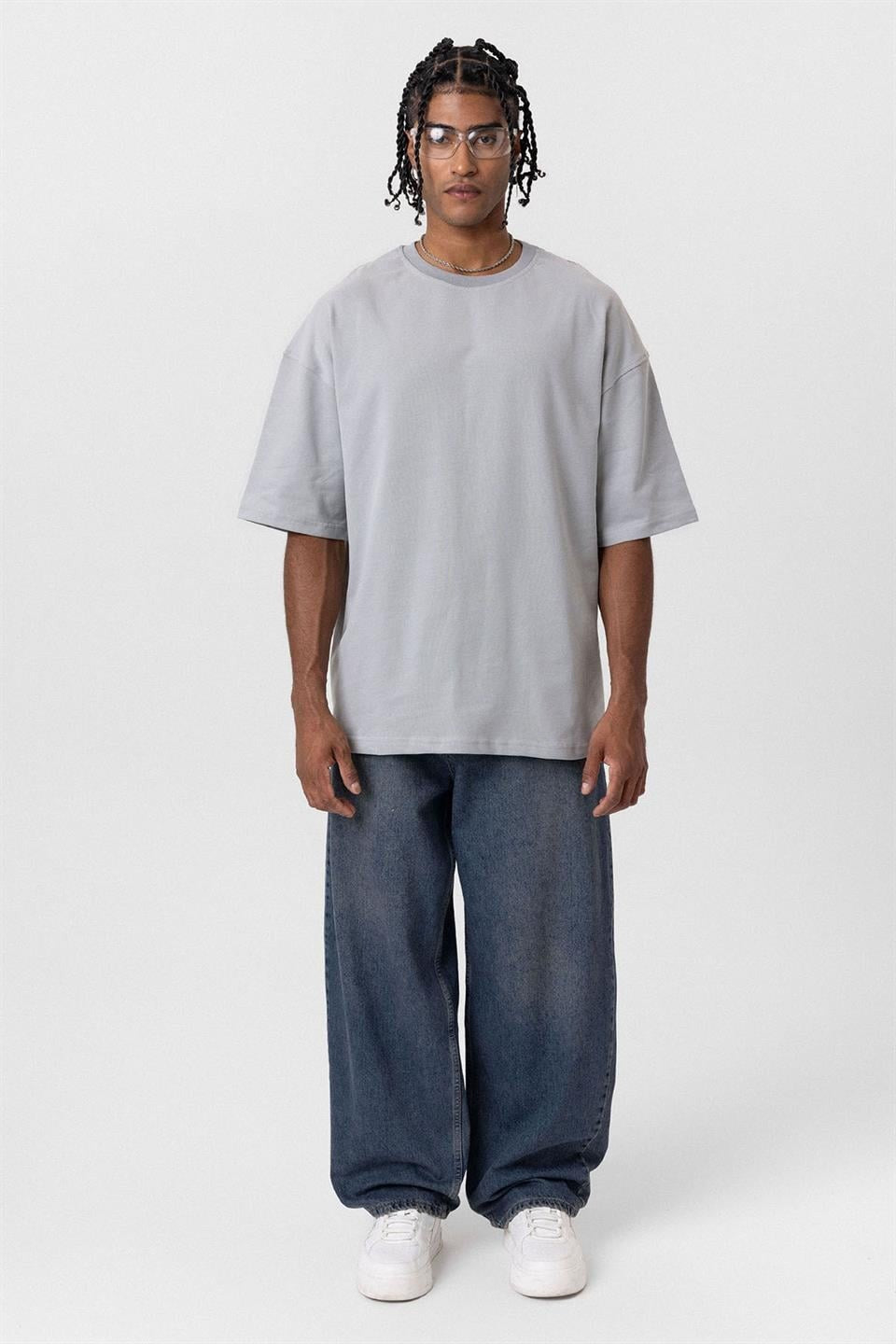 Basic Oversize Bisiklet Yaka Tişört