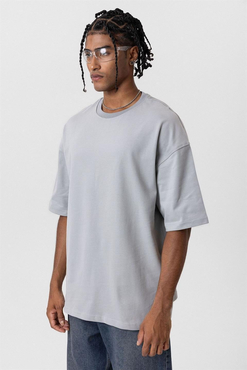 Basic Oversize Bisiklet Yaka Tişört