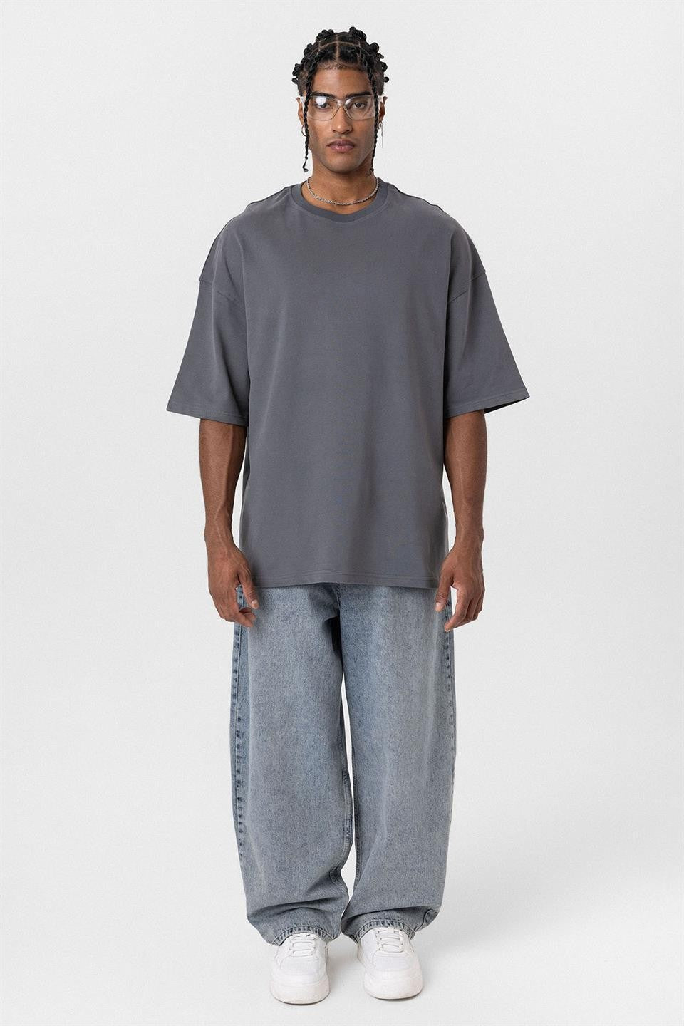 Basic Oversize Bisiklet Yaka Tişört
