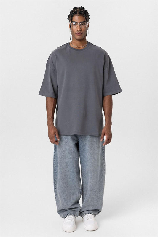 Basic Oversize Bisiklet Yaka Tişört
