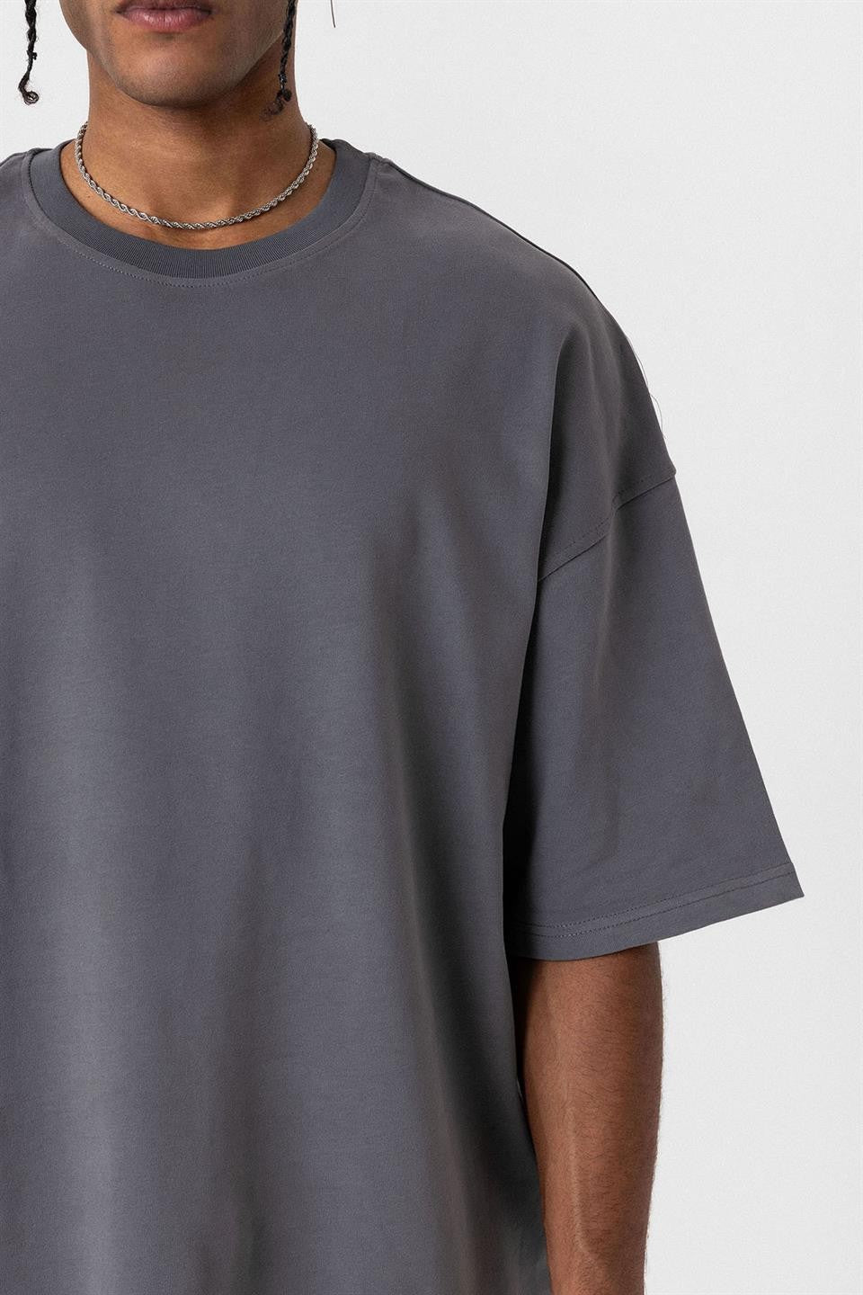 Basic Oversize Bisiklet Yaka Tişört