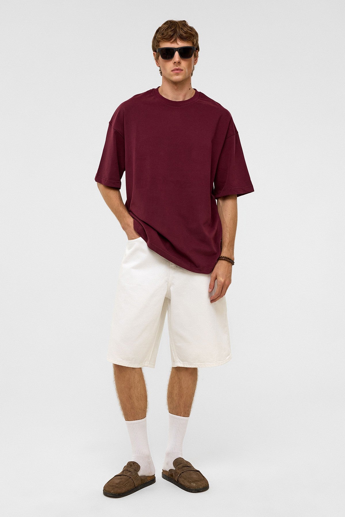 Basic Oversize Bisiklet Yaka Tişört