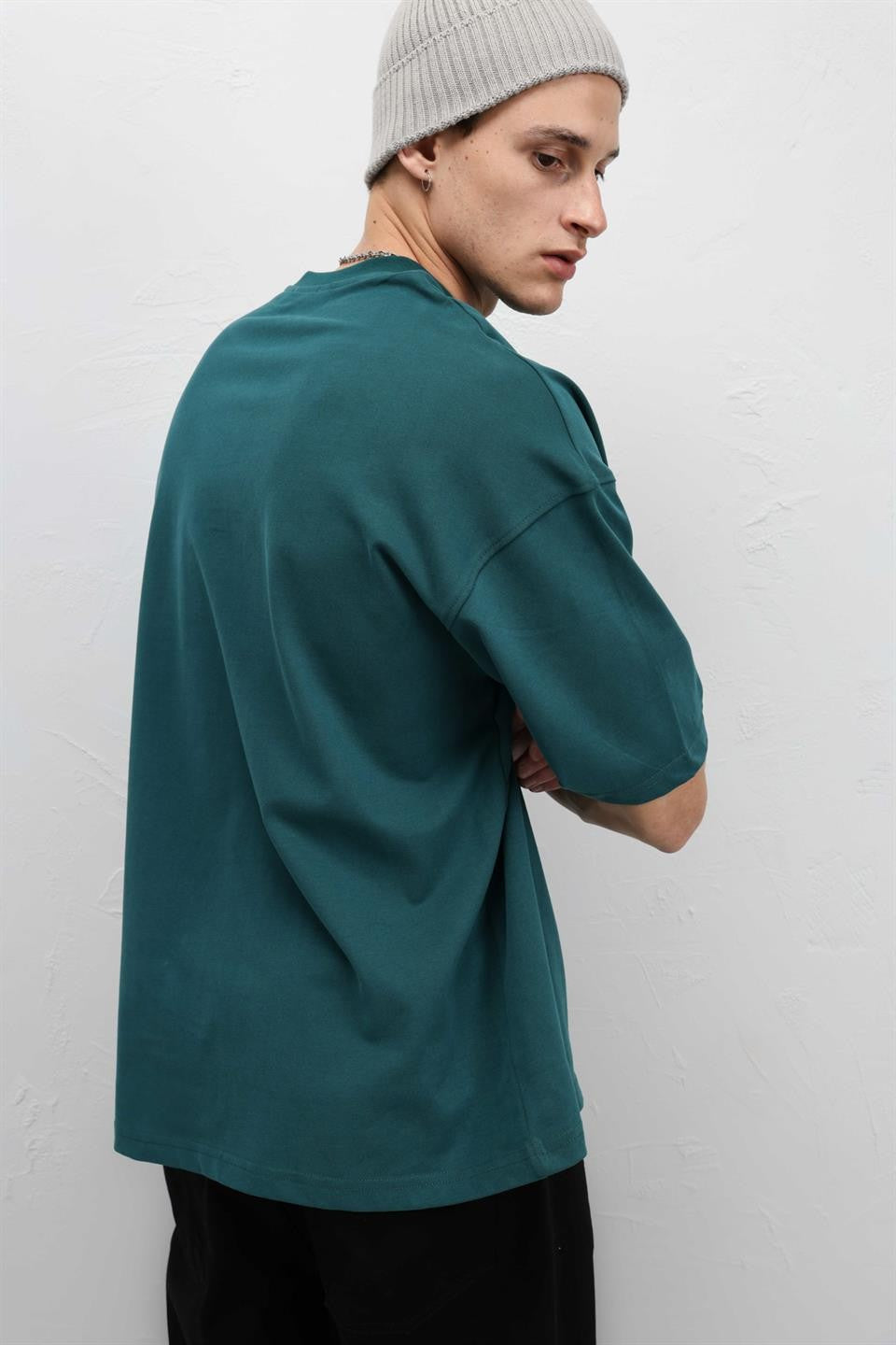 Basic Oversize Bisiklet Yaka Tişört
