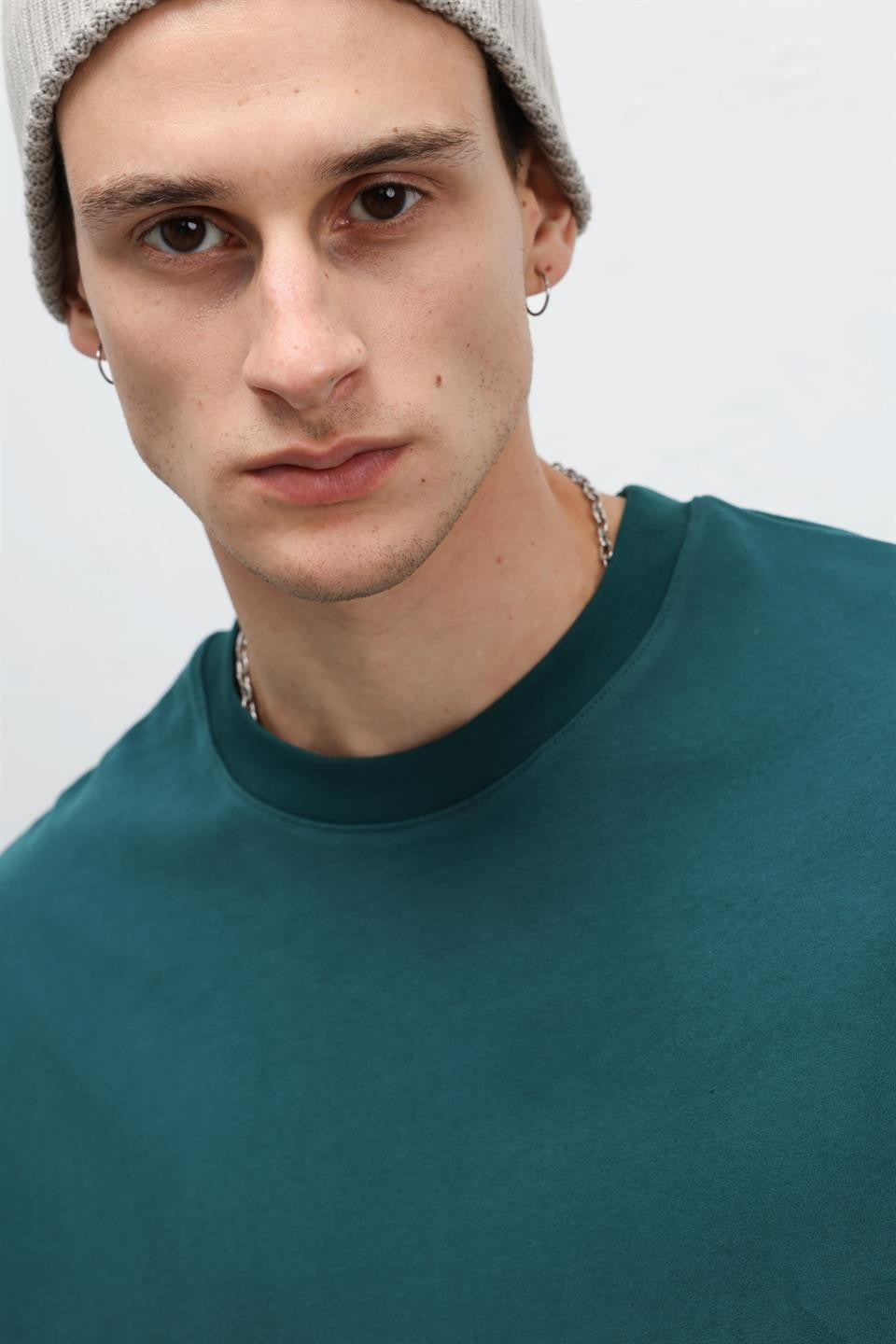 Basic Oversize Bisiklet Yaka Tişört