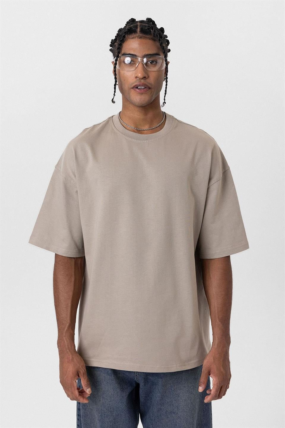 Basic Oversize Bisiklet Yaka Tişört