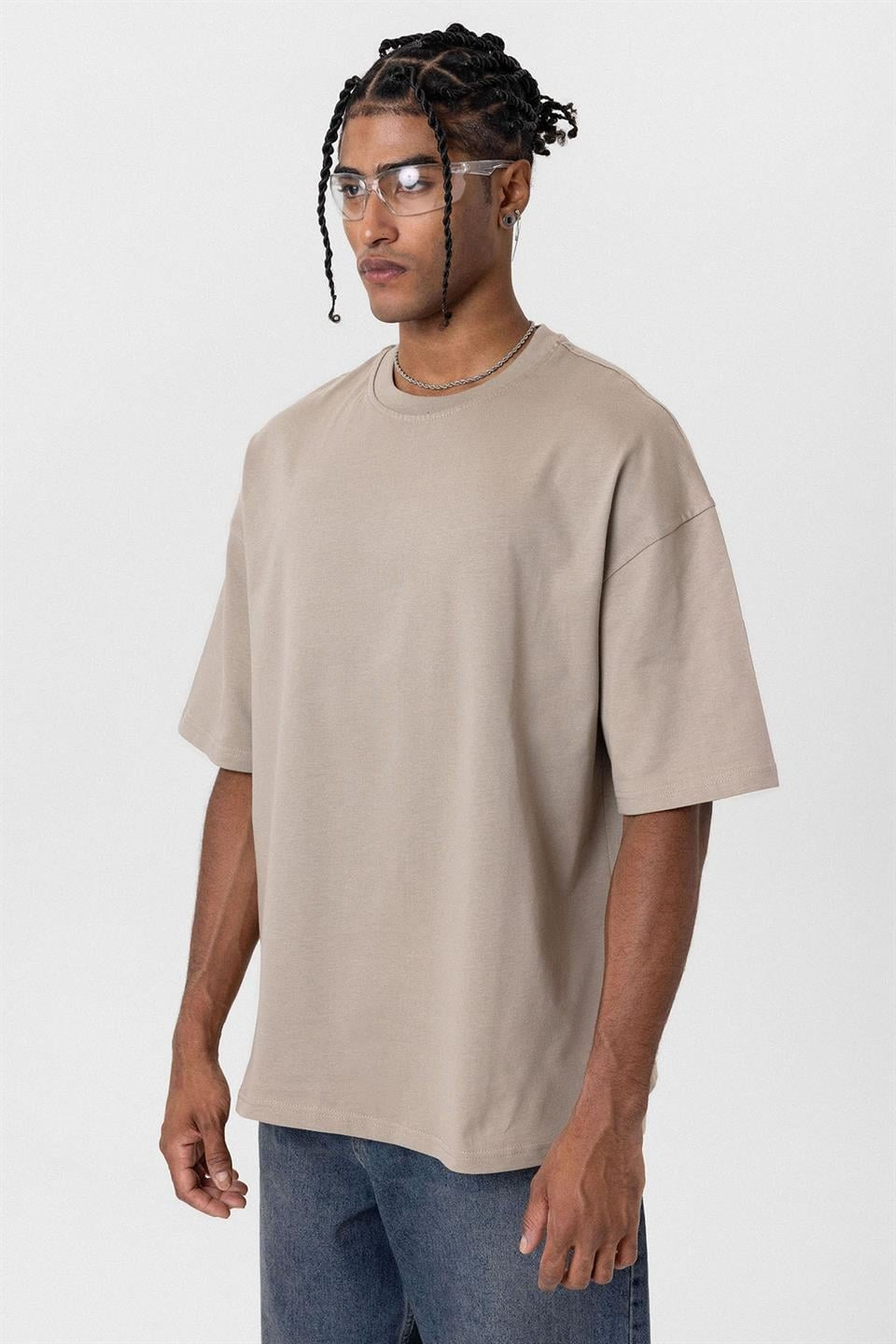Basic Oversize Bisiklet Yaka Tişört