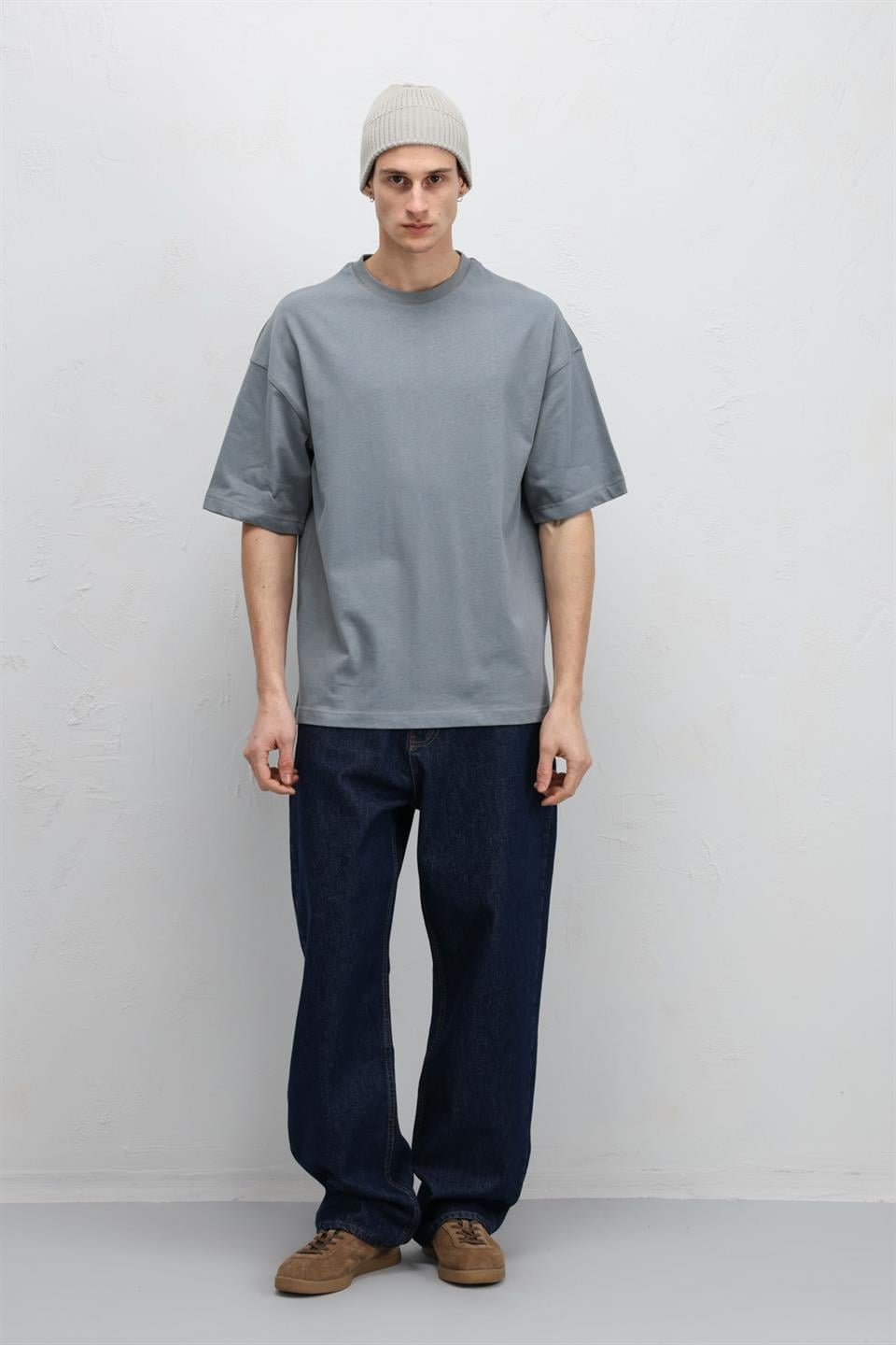 Basic Oversize Bisiklet Yaka Tişört