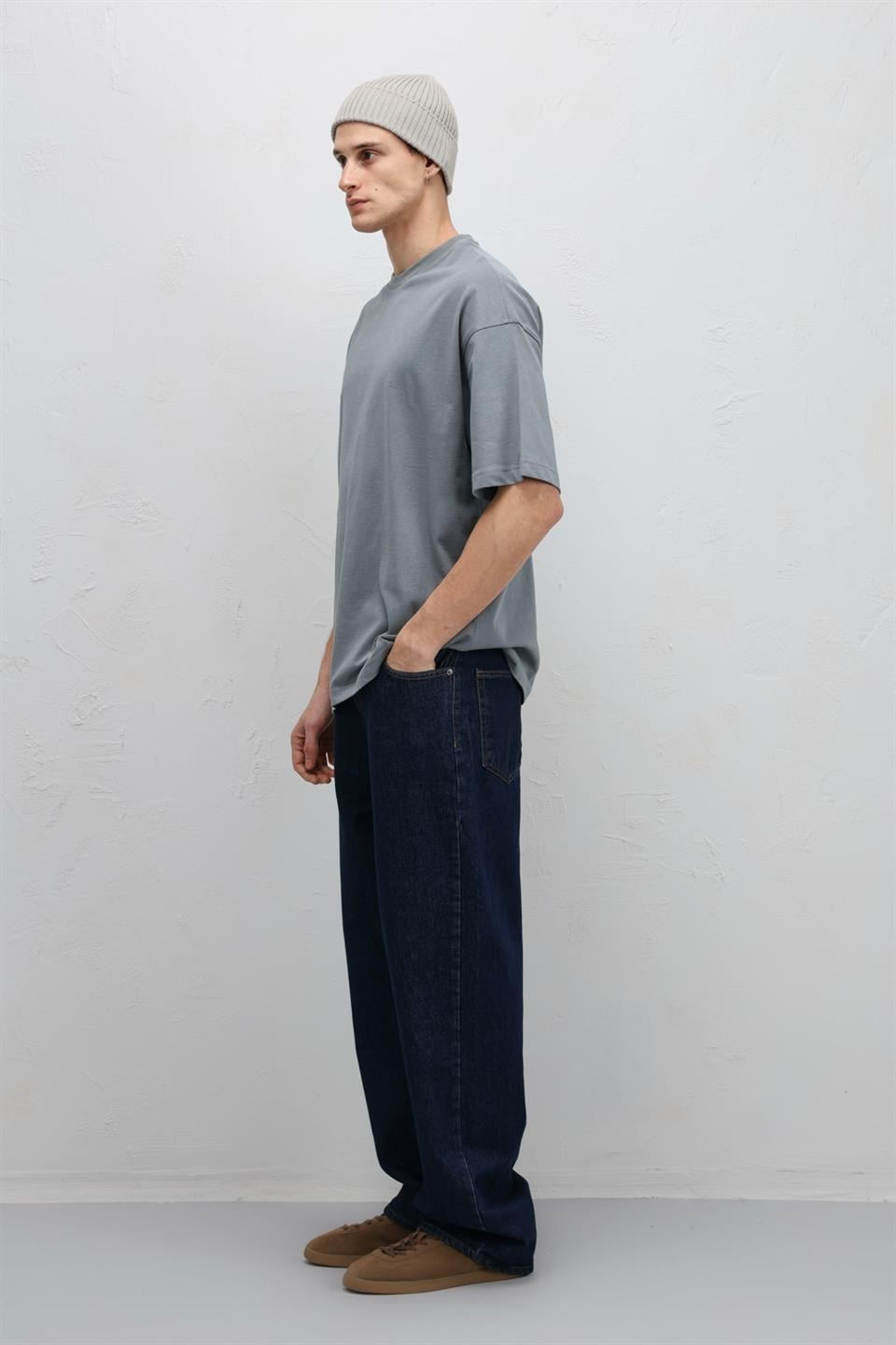 Basic Oversize Bisiklet Yaka Tişört