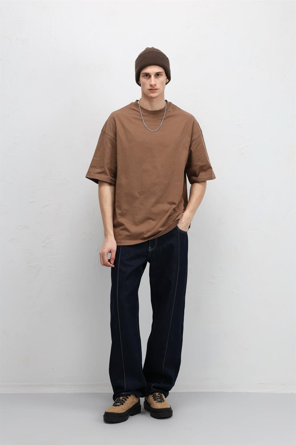 Basic Oversize Bisiklet Yaka Tişört