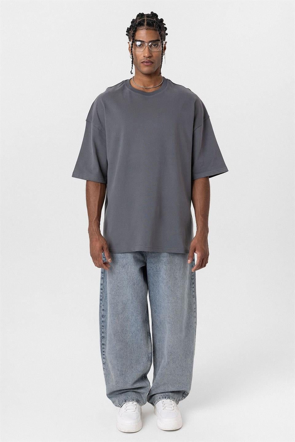 Basic Oversize Bisiklet Yaka Tişört