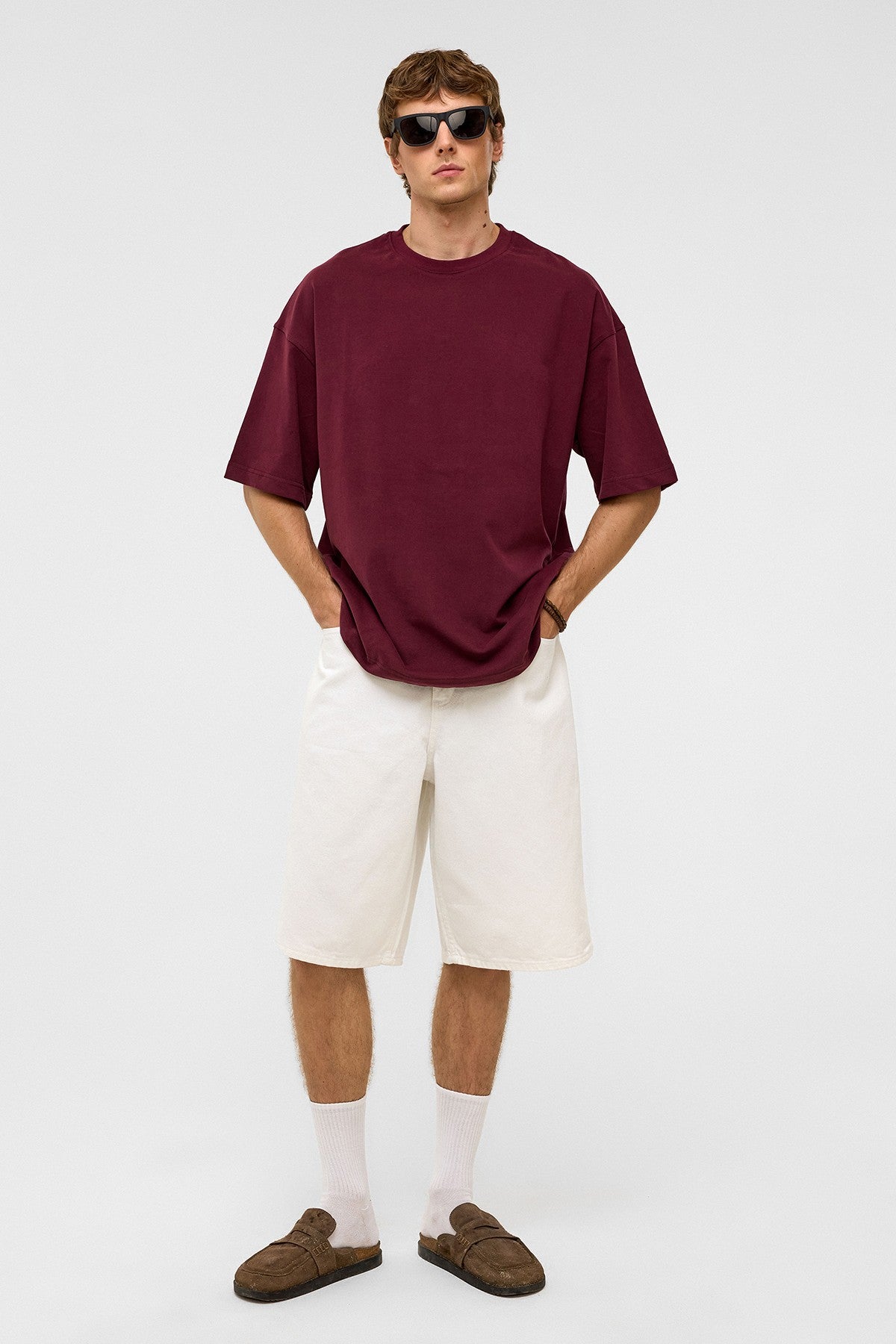 Basic Oversize Bisiklet Yaka Tişört