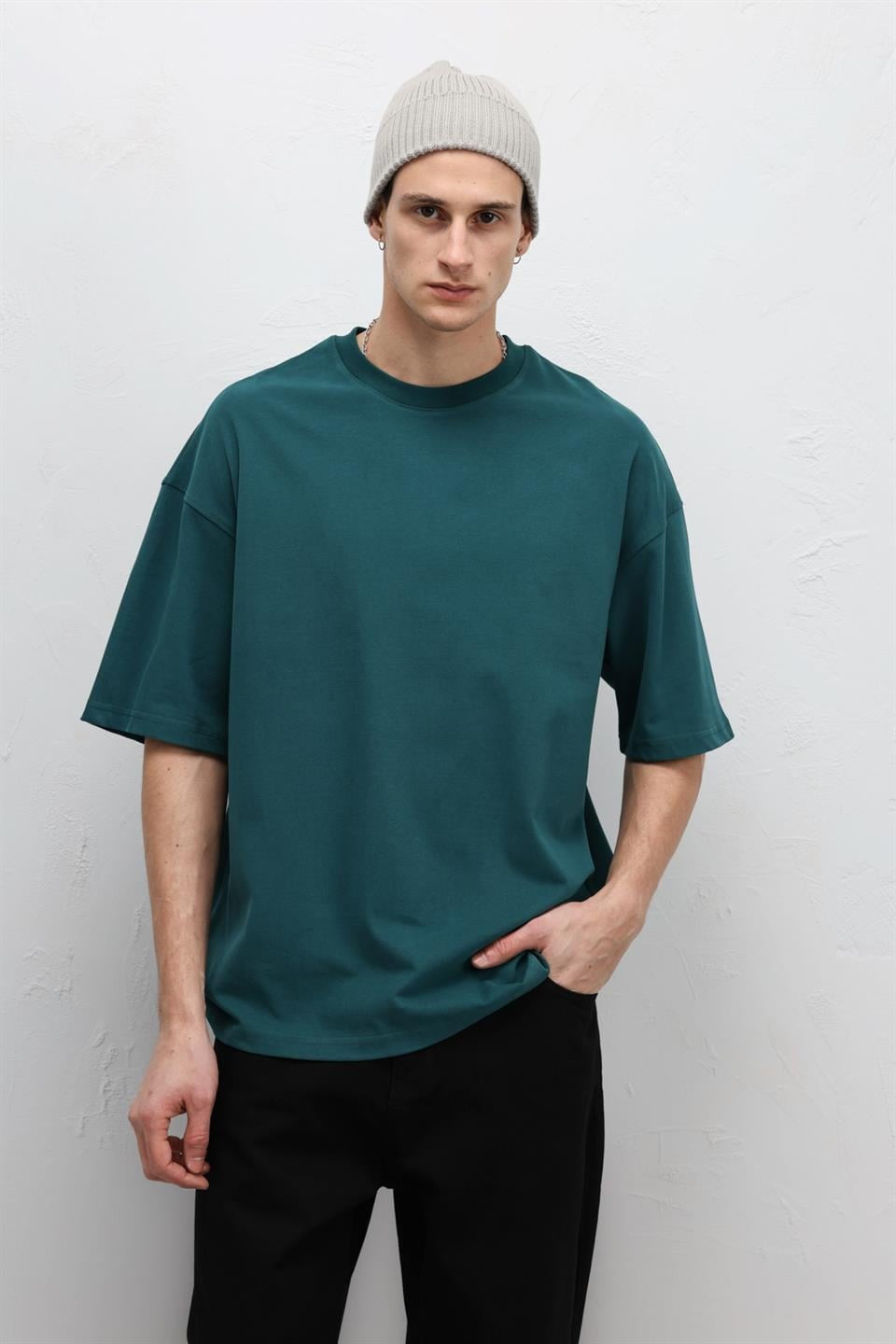Basic Oversize Bisiklet Yaka Tişört