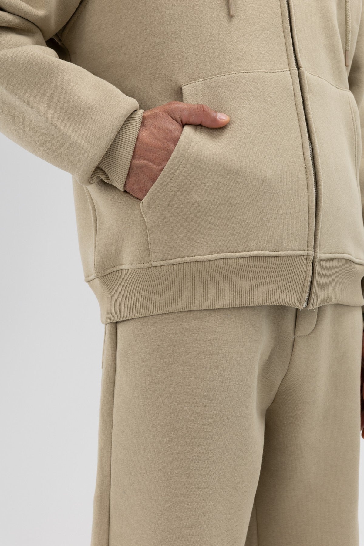 Basic Fermuarlı Oversize Kapüşonlu Sweatshirt