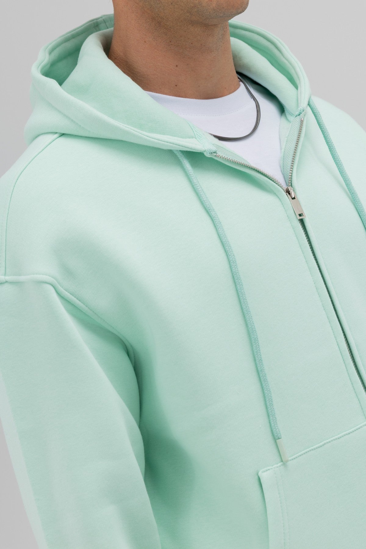 Basic Fermuarlı Oversize Kapüşonlu Sweatshirt