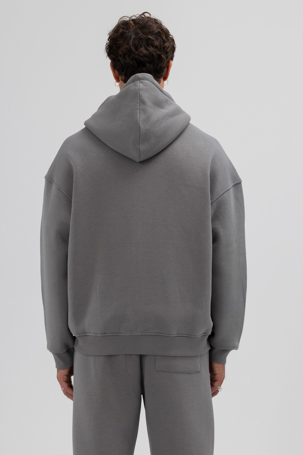 Basic Fermuarlı Oversize Kapüşonlu Sweatshirt