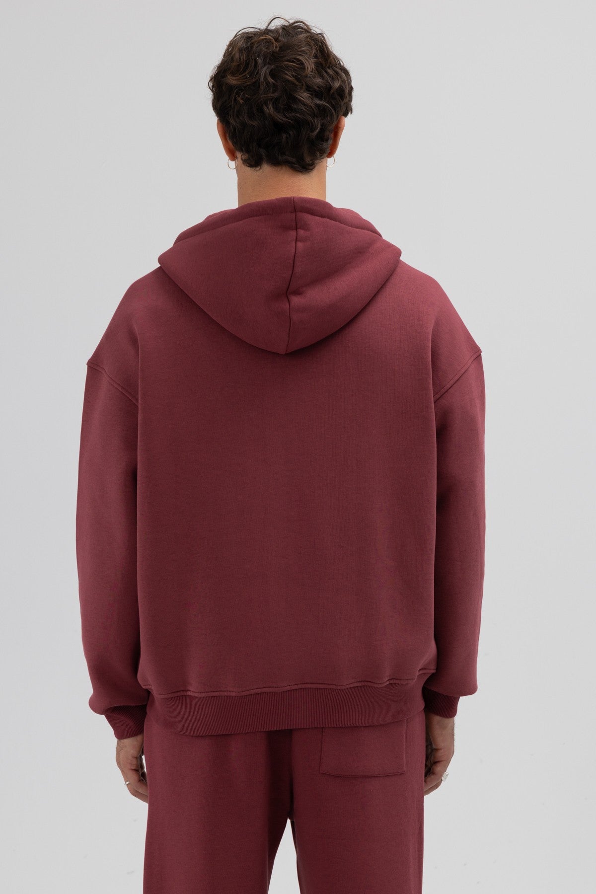 Basic Fermuarlı Oversize Kapüşonlu Sweatshirt