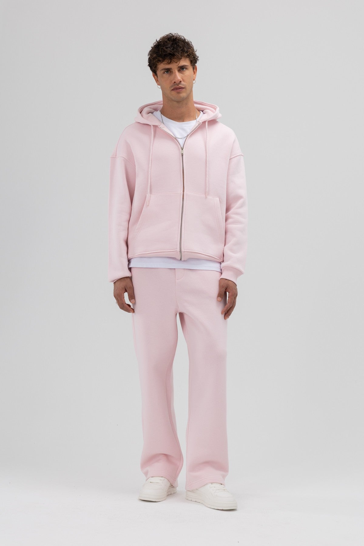 Basic Fermuarlı Oversize Kapüşonlu Sweatshirt