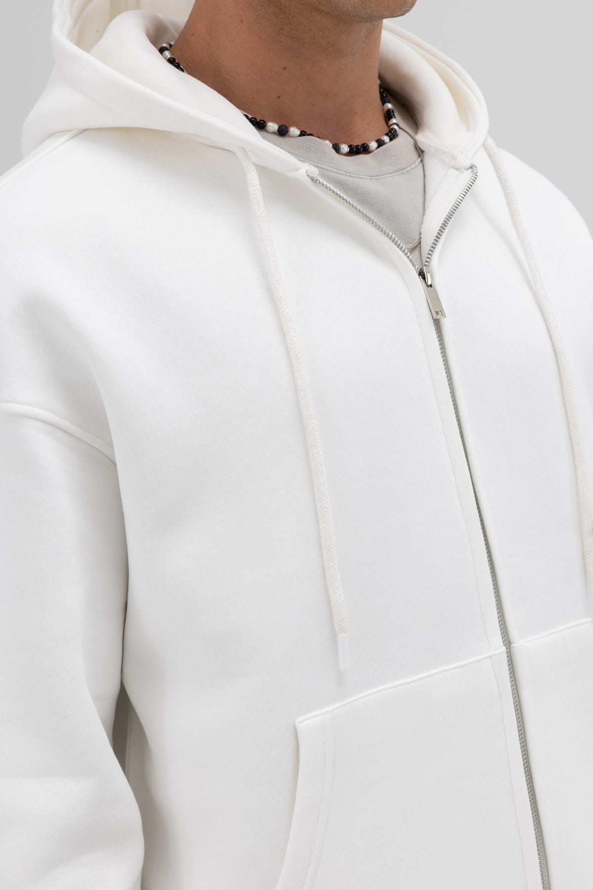 Basic Fermuarlı Oversize Kapüşonlu Sweatshirt