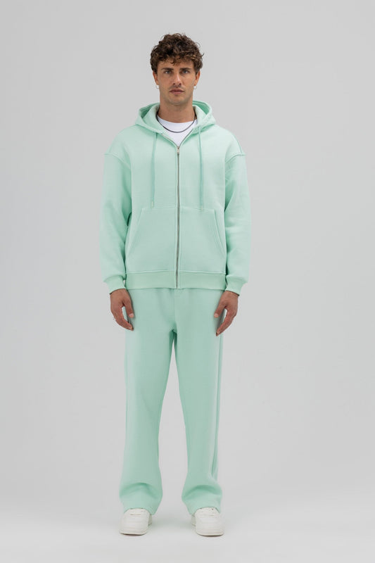 Basic Fermuarlı Oversize Kapüşonlu Sweatshirt