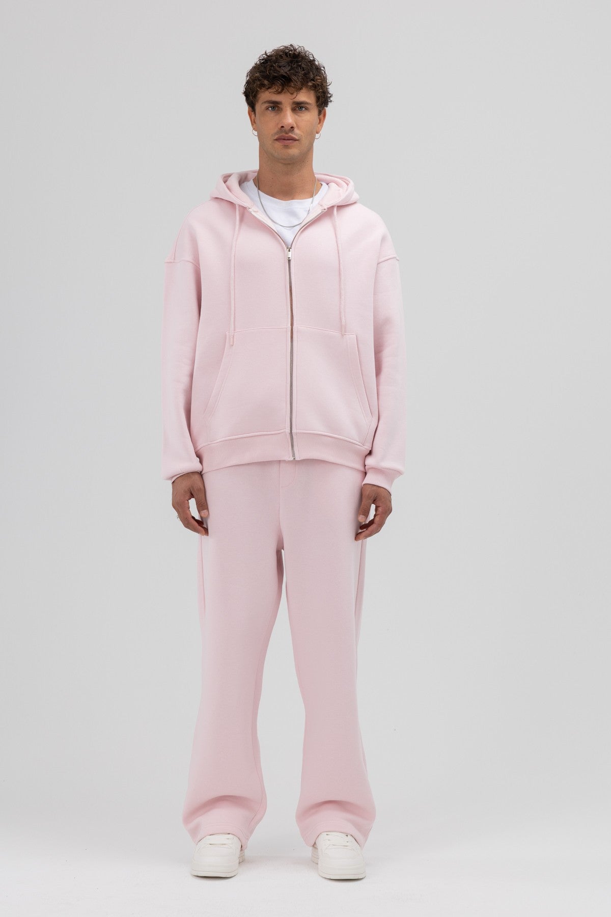 Basic Fermuarlı Oversize Kapüşonlu Sweatshirt