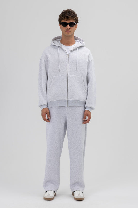 Basic Fermuarlı Oversize Kapüşonlu Sweatshirt