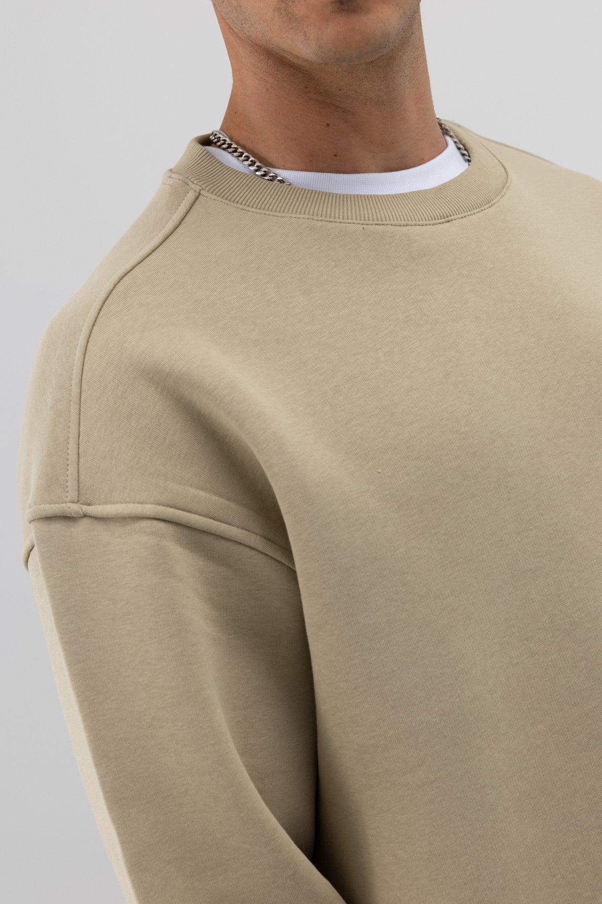 Basic Bisiklet Yaka Oversize Sweatshirt