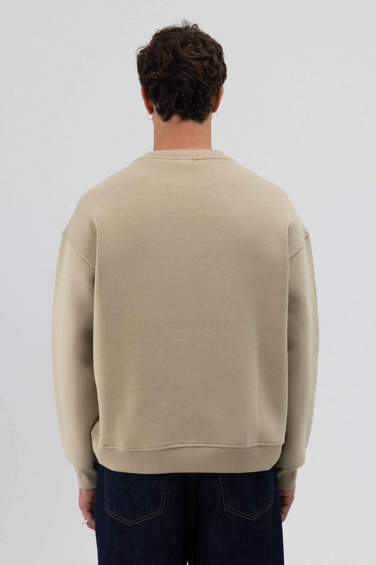 Basic Bisiklet Yaka Oversize Sweatshirt
