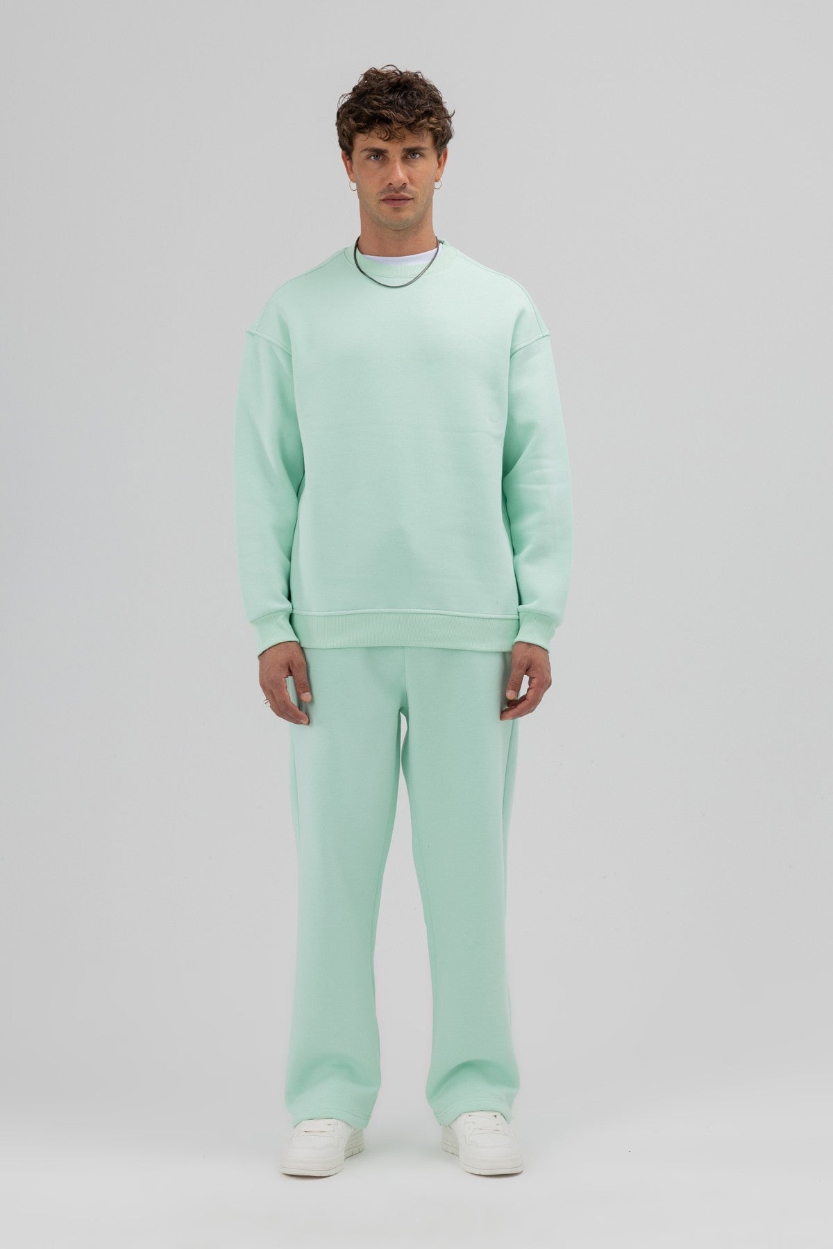 Basic Bisiklet Yaka Oversize Sweatshirt